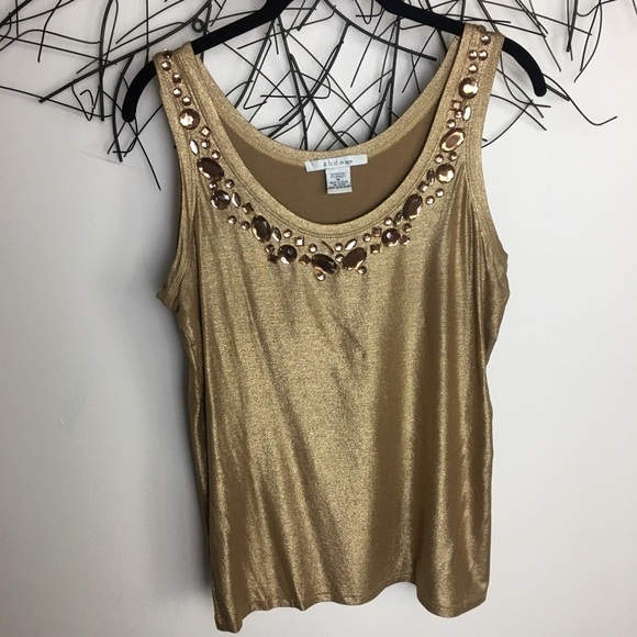Bronze gold shimmer glitter tank top. Medium - Picture 10 of 11